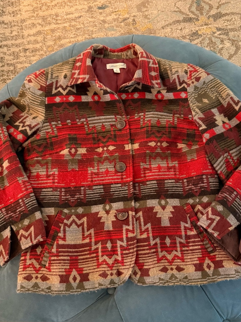 Coldwater Creek Aztec western lightweight wool blend jacket. Size 12
